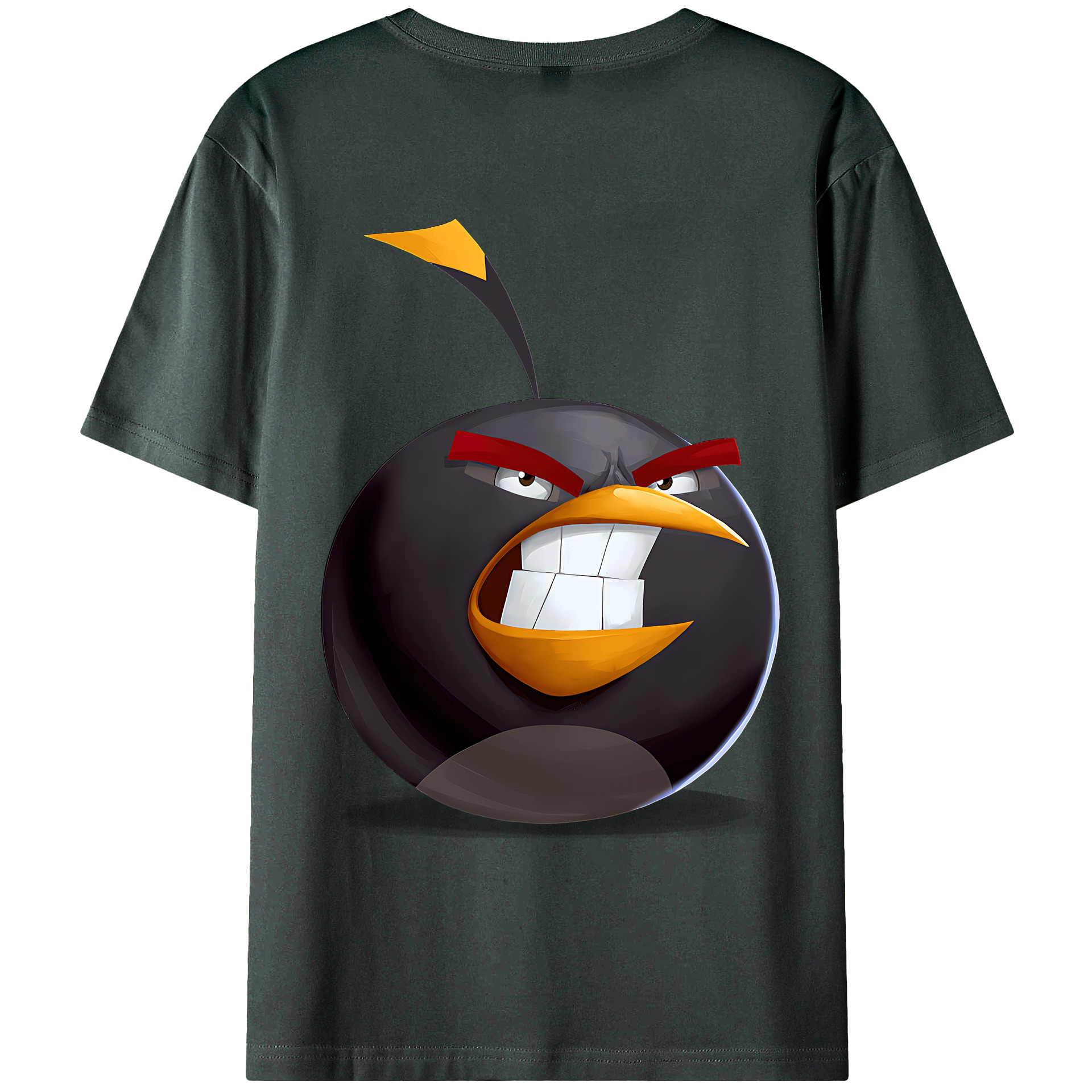 （画像用） Angry Birds アングリーバード 綿100％ メンズ半袖Tシャツ（バックプリント） 通気性